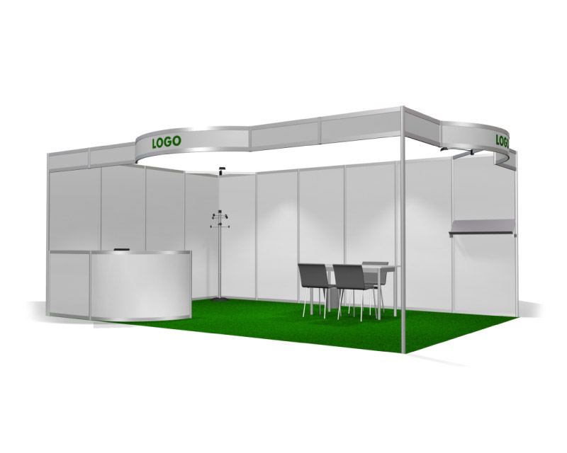 Stand preallestito 6x4m - 2 lati aperti