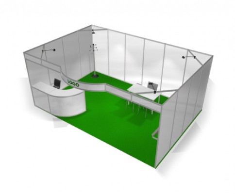 Stand preallestito 6x4m - 1 lato aperto - vista 1