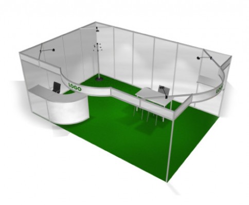 Stand preallestito 6x4m 2 lati aperti - vista 1